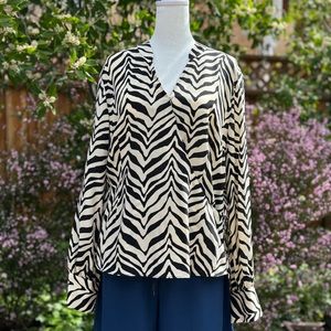 Vintage Talbots Zebra 100%Silk Blouse Top
